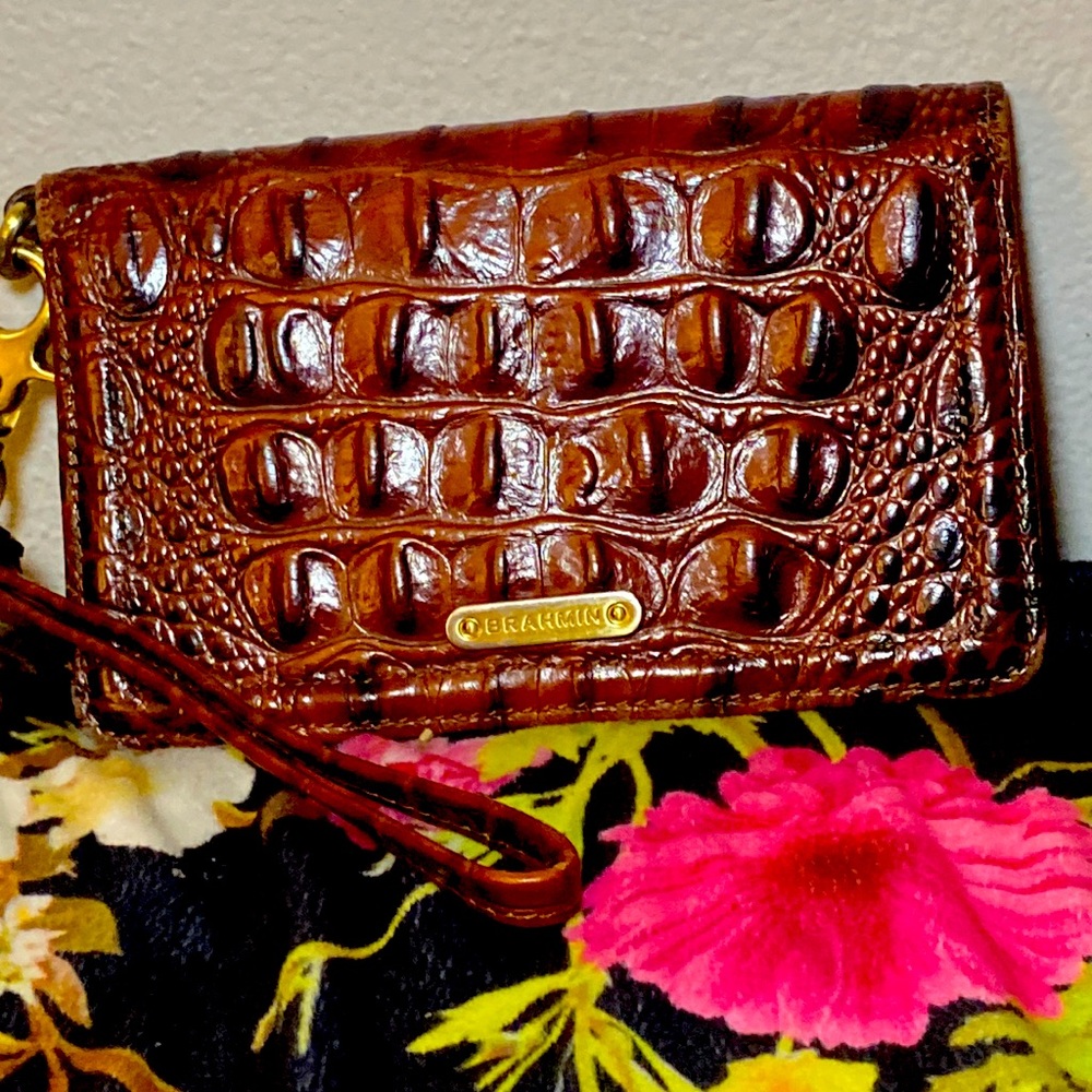 Brahmin croc embossed wristlet/wallet.